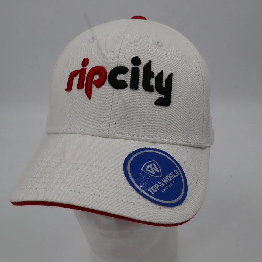 Top of the World Rip City Hat Mens White Red Portland Trail Blazers‎ Snapback